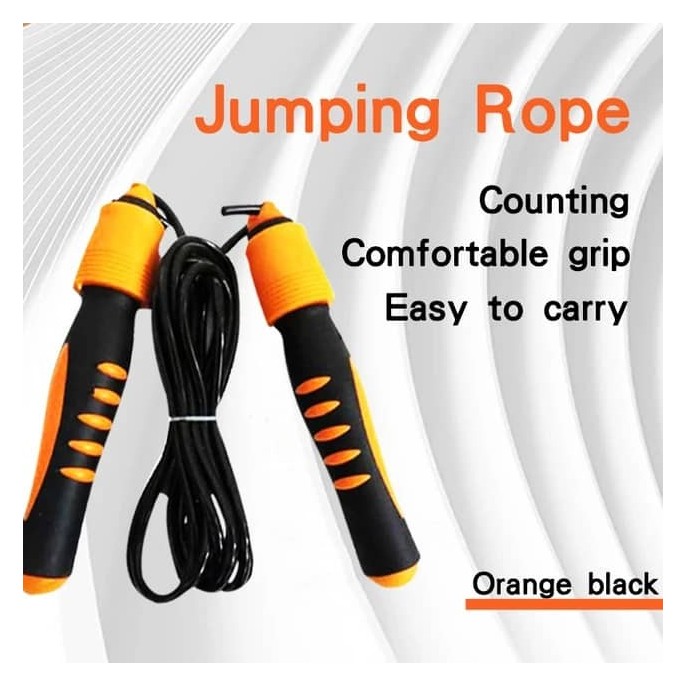 Corde à sauter avec compteur orange noir - Lumeni