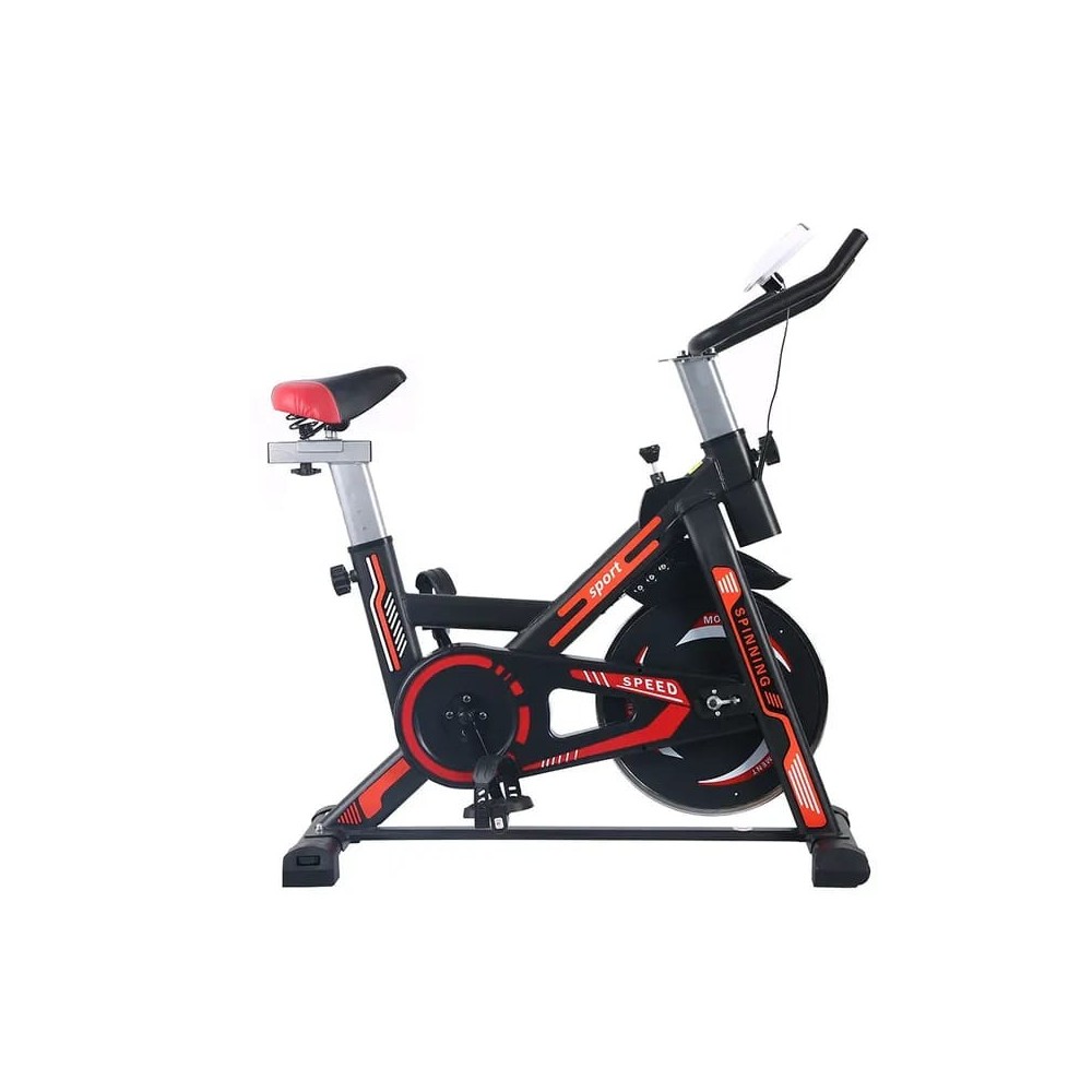Vélo de spinning sport rouge noir - Lumeni
