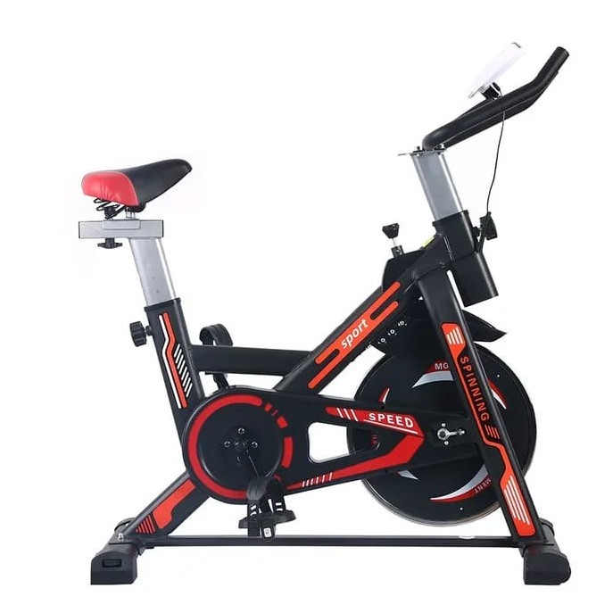 Vélo de spinning sport rouge noir - Lumeni