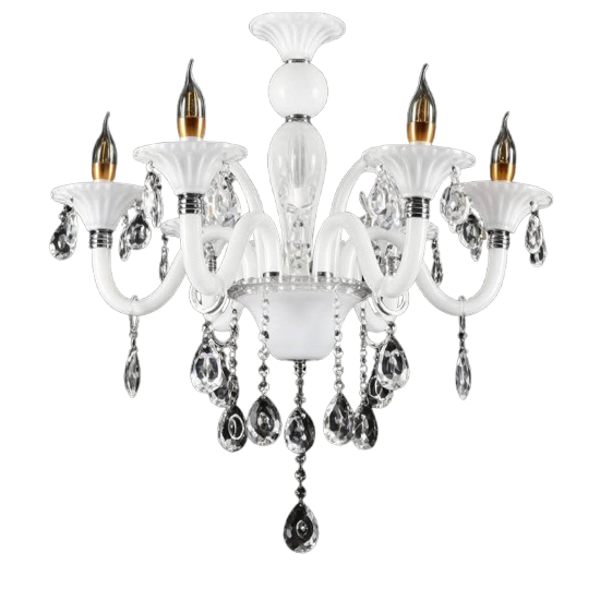 Lustre Cristal Blanc 6 Bras Style Moderne | Lumeni.ci