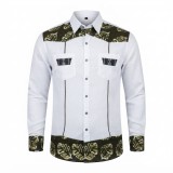 Chemise homme en lin à motifs ethniques XXL | Lumeni.ci