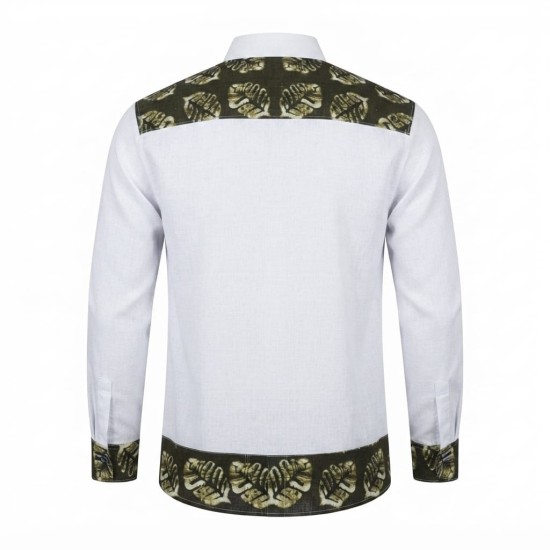 Chemise homme en lin à motifs ethniques XXL | Lumeni.ci