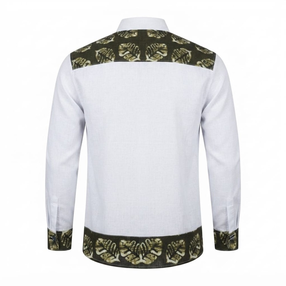 Chemise homme en lin à motifs ethniques XXL | Lumeni.ci