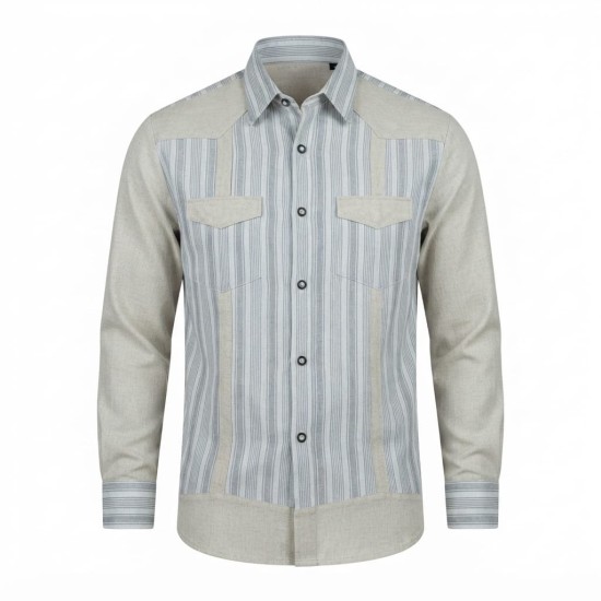 Chemise homme en lin à motifs ethniques XXL | Lumeni.ci