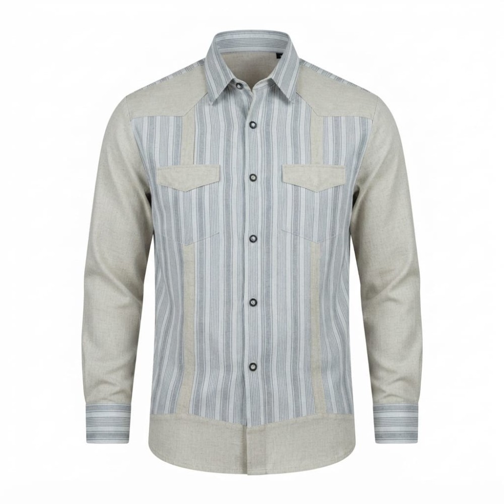 Chemise homme en lin à motifs ethniques XXL | Lumeni.ci