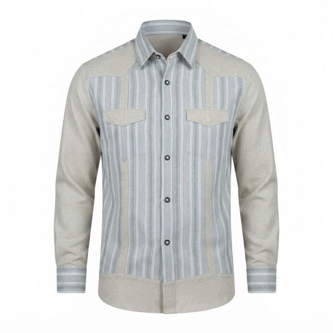 Chemise homme en lin à motifs ethniques XXL | Lumeni.ci