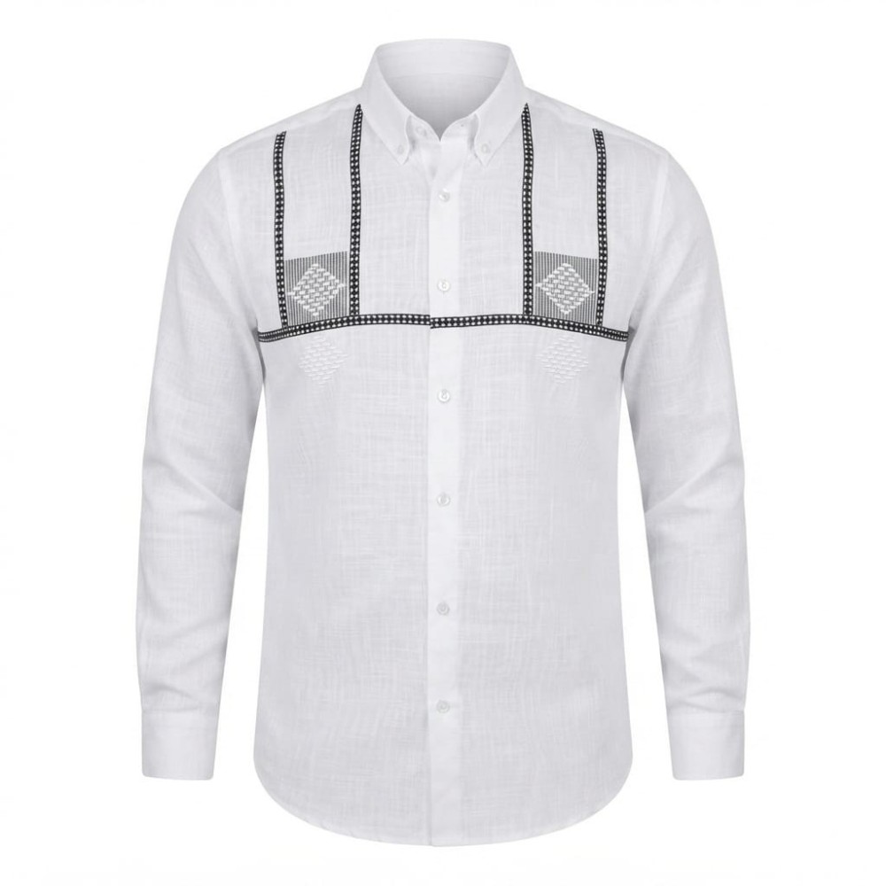 Chemise homme en lin à motifs ethniques XXL | Lumeni.ci