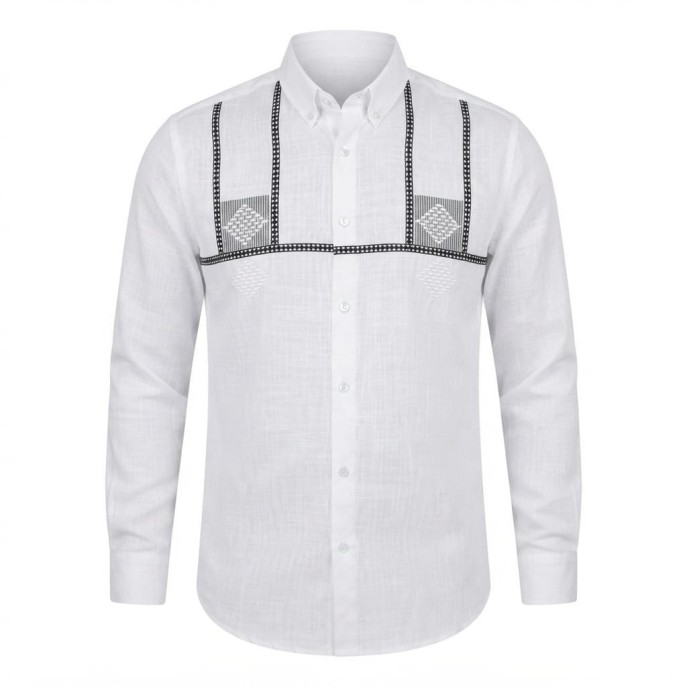 Chemise homme en lin à motifs ethniques XXL | Lumeni.ci
