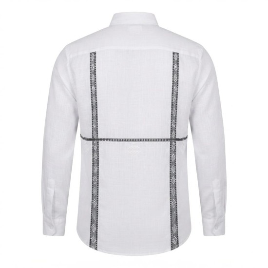 Chemise homme en lin à motifs ethniques XXL | Lumeni.ci