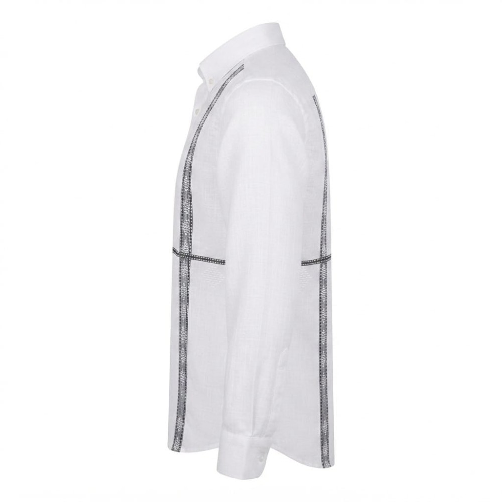 Chemise homme en lin à motifs ethniques XXL | Lumeni.ci