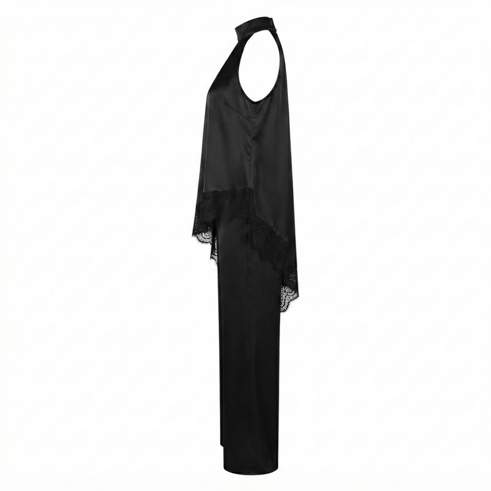 Ensemble Chic Femme Noir Satin et Dentelle | Lumeni.ci
