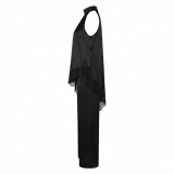 Ensemble Chic Femme Noir Satin et Dentelle | Lumeni.ci