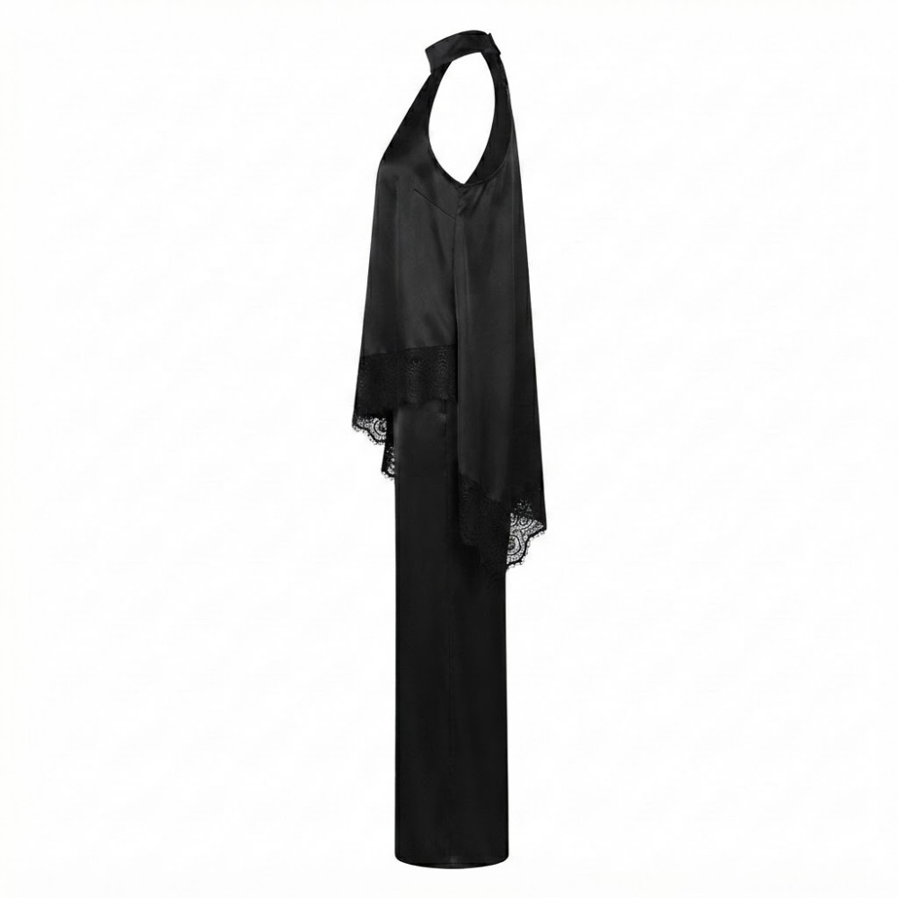 Ensemble Chic Femme Noir Satin et Dentelle | Lumeni.ci