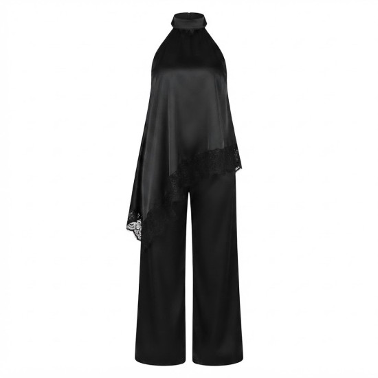 Ensemble Chic Femme Noir Satin et Dentelle | Lumeni.ci