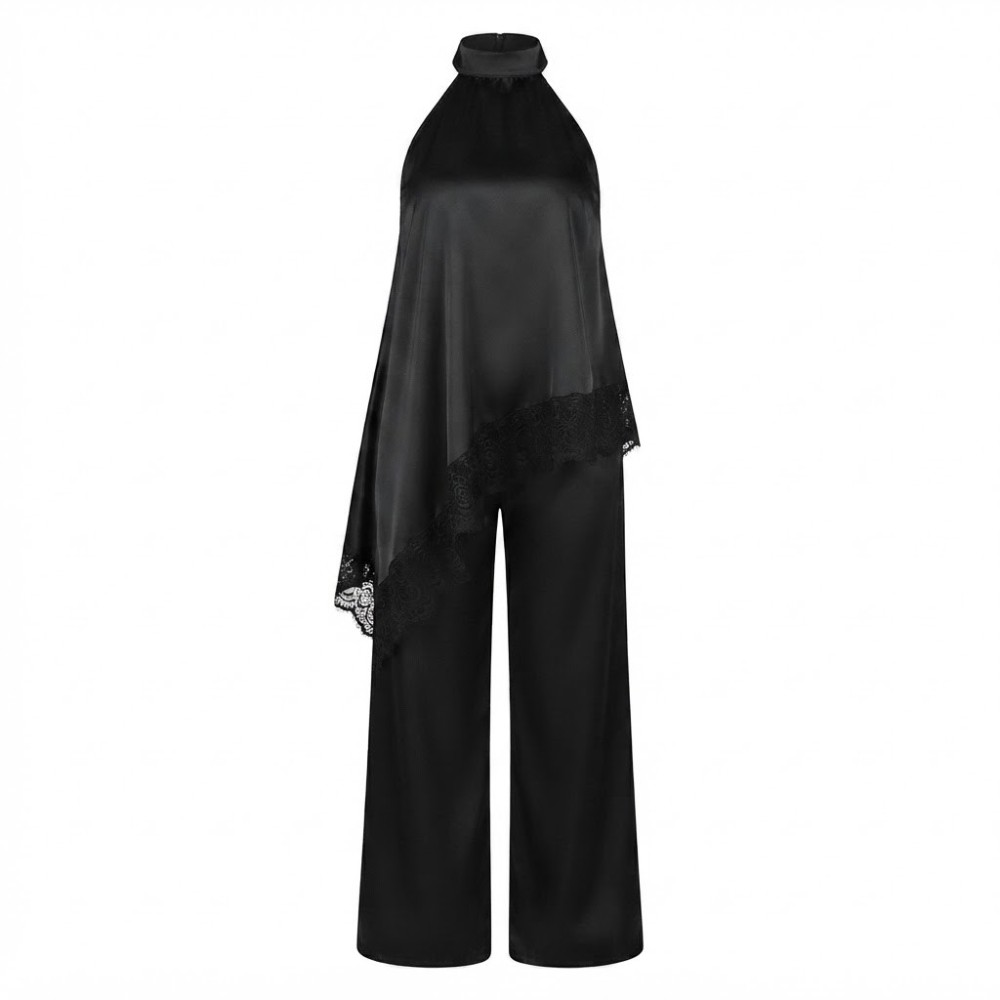 Ensemble Chic Femme Noir Satin et Dentelle | Lumeni.ci