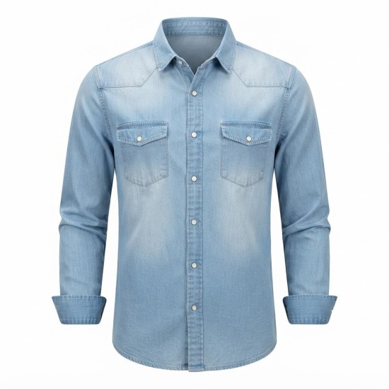 Chemise en Jean Homme Manches ‎ Longues | Lumeni.ci