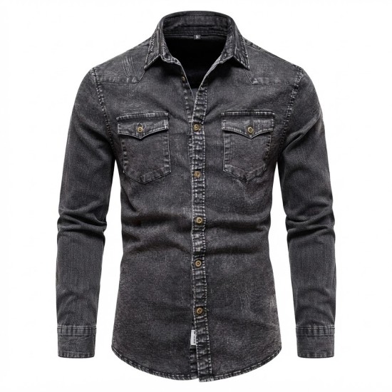 Chemise en Jean Homme Manches ‎ Longues | Lumeni.ci