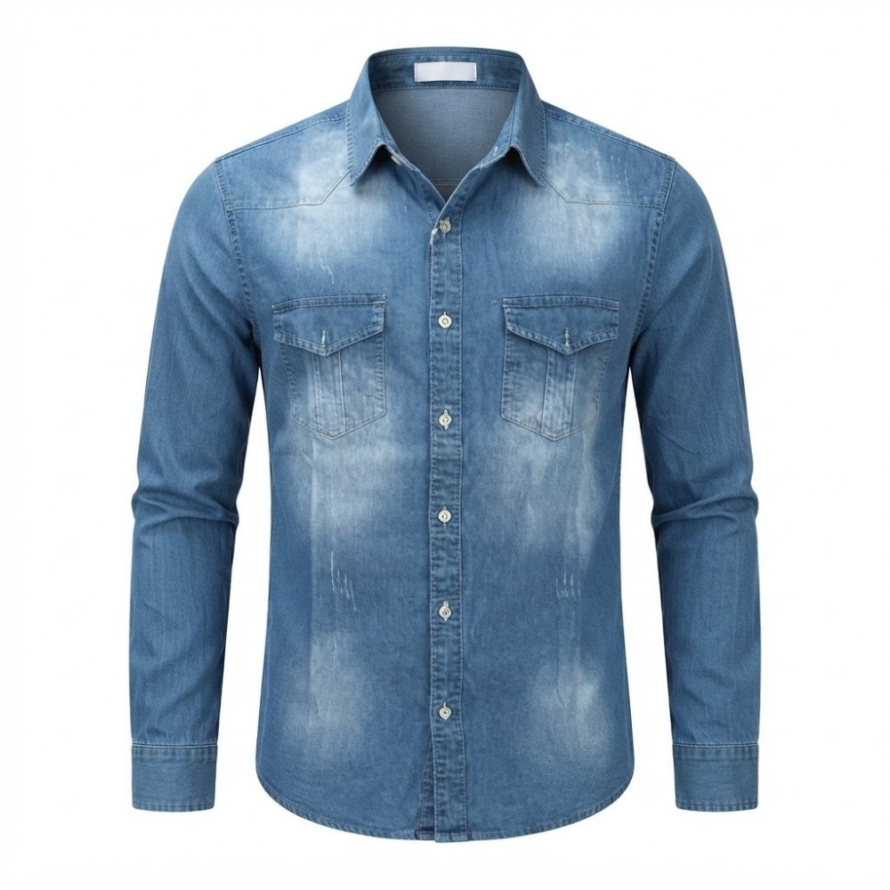 Chemise en Jean Homme Manches ‎ Longues | Lumeni.ci
