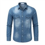 Chemise en Jean Homme Manches ‎ Longues | Lumeni.ci