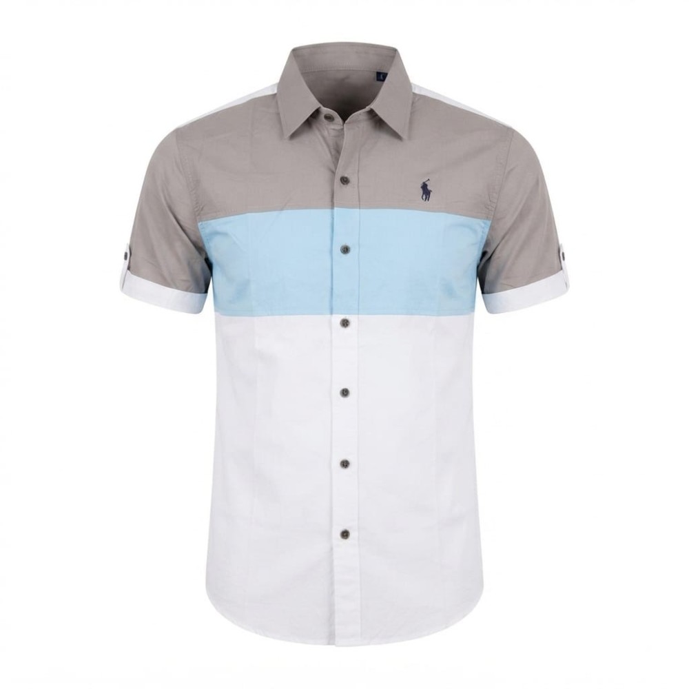 Chemise manches courtes en lin motifs ethniques | Lumeni.ci