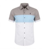 Chemise manches courtes en lin motifs ethniques | Lumeni.ci