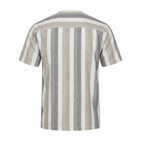 Chemise manches courtes en lin motifs ethniques | Lumeni.ci