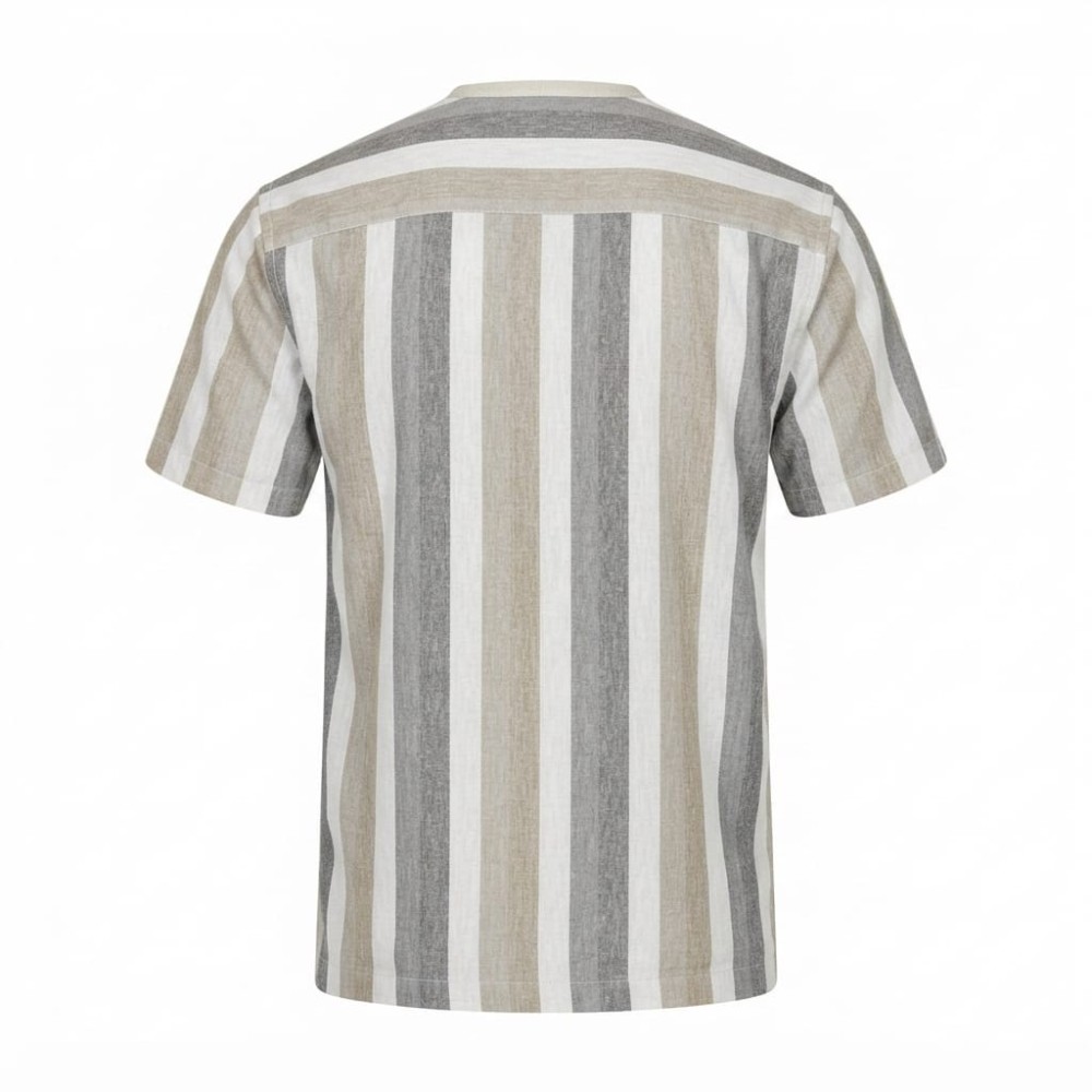 Chemise manches courtes en lin motifs ethniques | Lumeni.ci