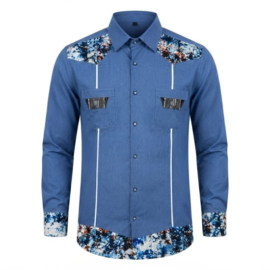 Chemise en lin à motifs ethniques pour homme | Lumeni.ci