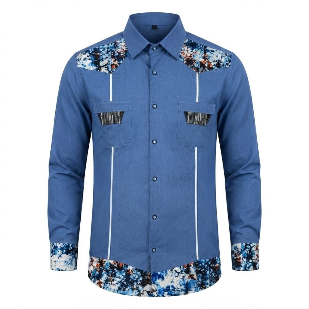 Chemise en lin à motifs ethniques pour homme | Lumeni.ci