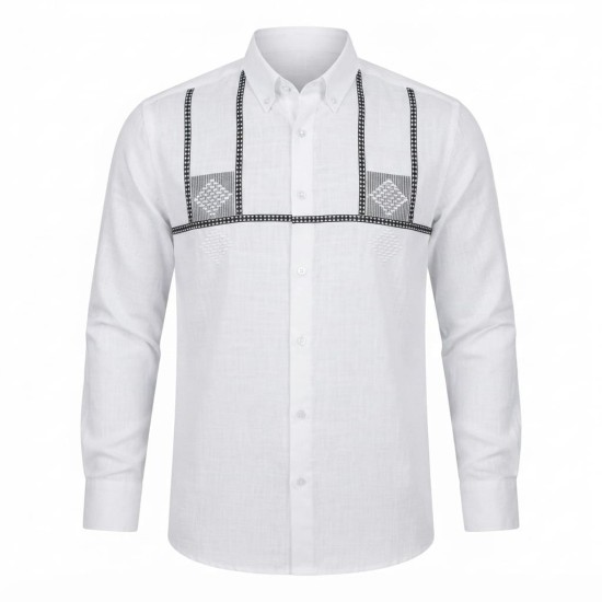 Chemise en lin à motifs ethniques pour homme | Lumeni.ci