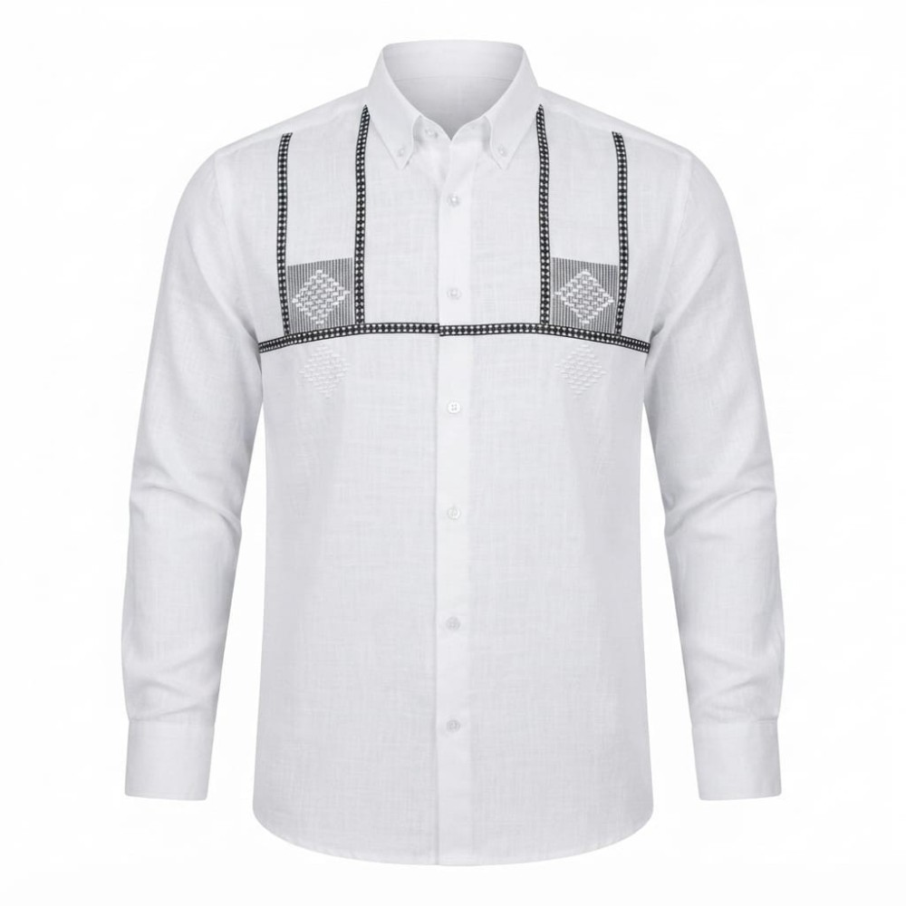 Chemise en lin à motifs ethniques pour homme | Lumeni.ci