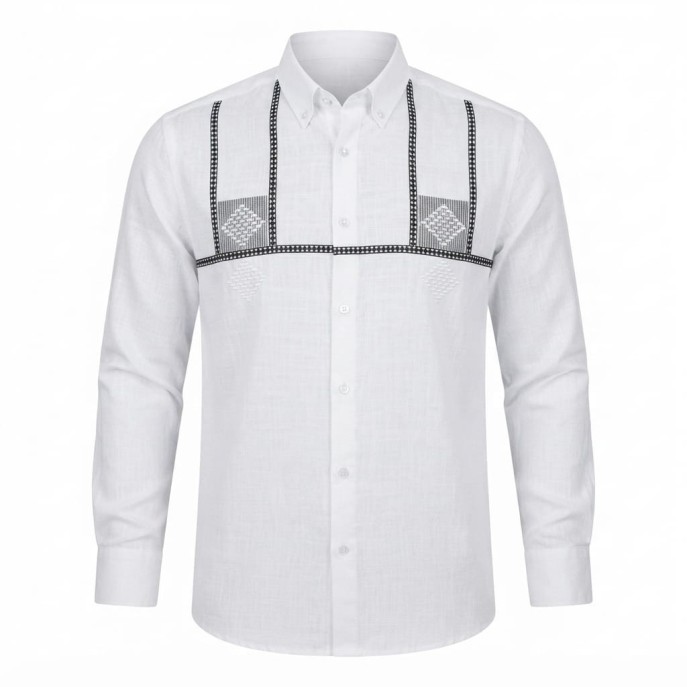 Chemise en lin à motifs ethniques pour homme | Lumeni.ci