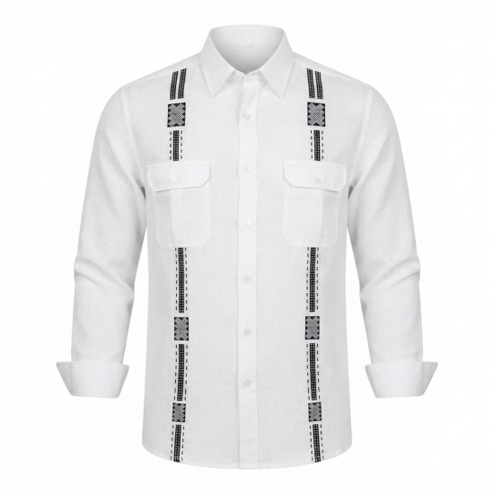 Chemise en lin à motifs ethniques pour homme | Lumeni.ci