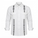 Chemise en lin à motifs ethniques pour homme | Lumeni.ci