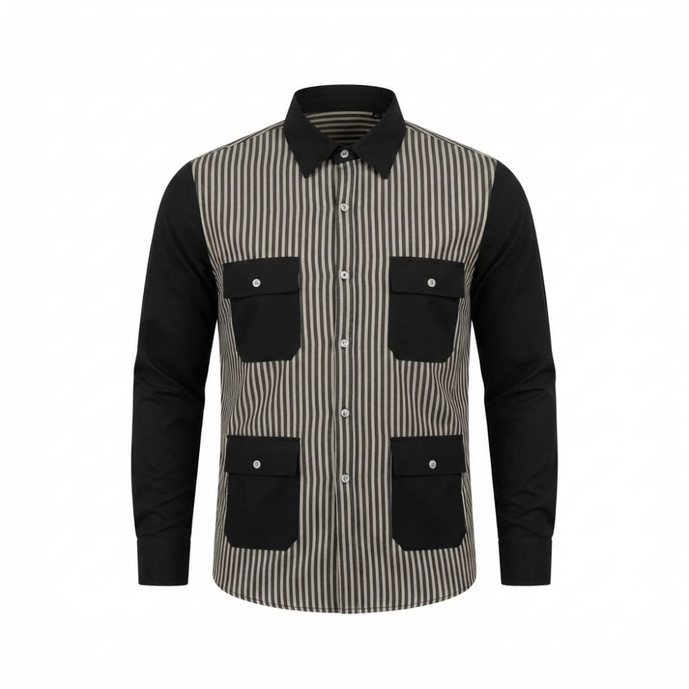 Chemise en lin à motifs ethniques pour homme | Lumeni.ci