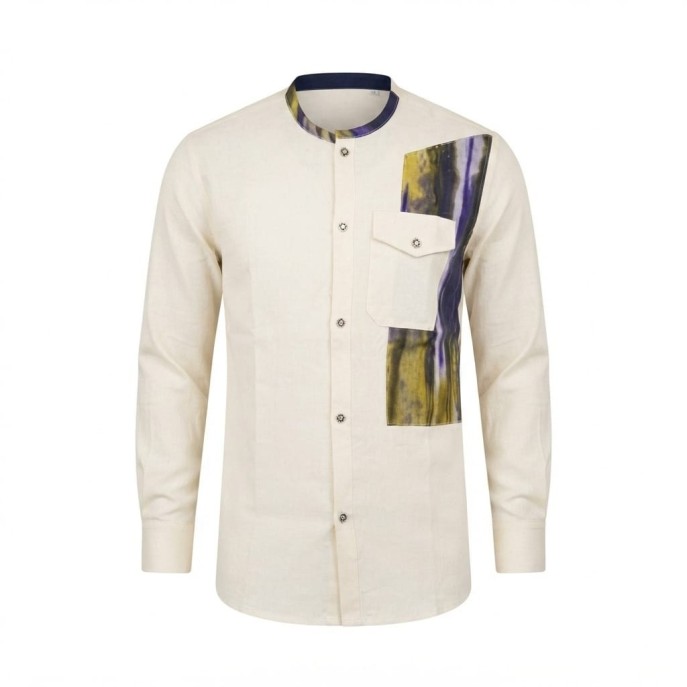 Chemise en lin à motifs ethniques pour homme | Lumeni.ci