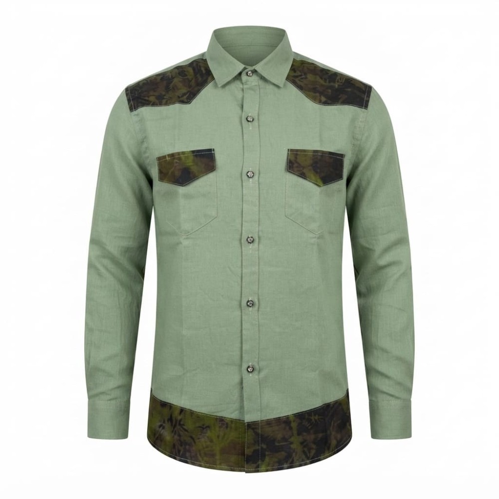 Chemise en lin à motifs ethniques pour homme | Lumeni.ci