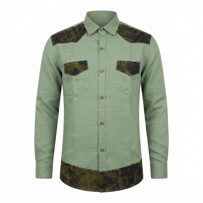 Chemise en lin à motifs ethniques pour homme | Lumeni.ci