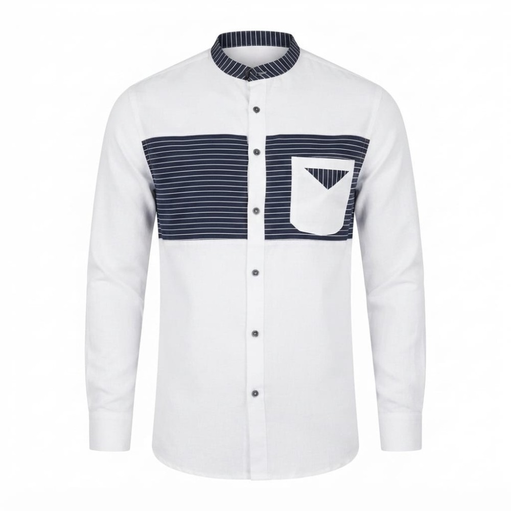 Chemise en lin à motifs ethniques pour homme | Lumeni.ci