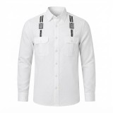 Chemise à manches longues en lin à motifs ethniques | Lumeni.ci