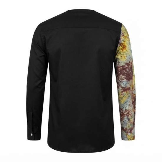 Chemise à manches longues en lin à motifs ethniques | Lumeni.ci