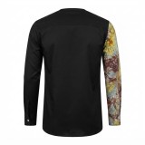 Chemise à manches longues en lin à motifs ethniques | Lumeni.ci