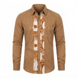 Chemise à manches longues en lin à motifs ethniques | Lumeni.ci