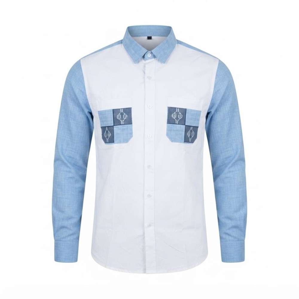 Chemise à manches longues en lin à motifs ethniques | Lumeni.ci