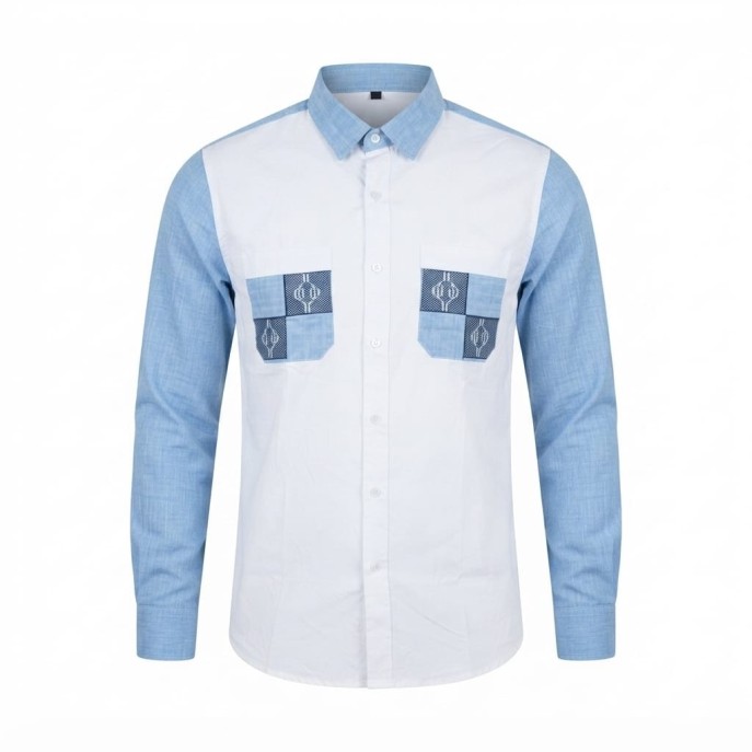 Chemise à manches longues en lin à motifs ethniques | Lumeni.ci