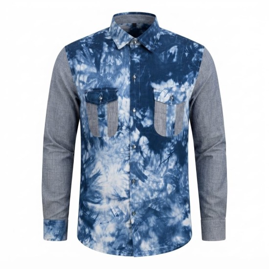 Chemise à manches longues en lin à motifs ethniques | Lumeni.ci