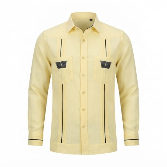 Chemise à manches longues en lin à motifs ethniques | Lumeni.ci
