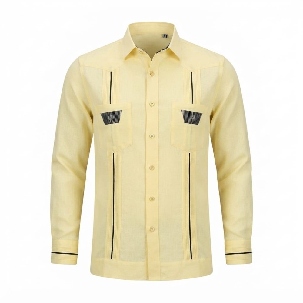 Chemise à manches longues en lin à motifs ethniques | Lumeni.ci