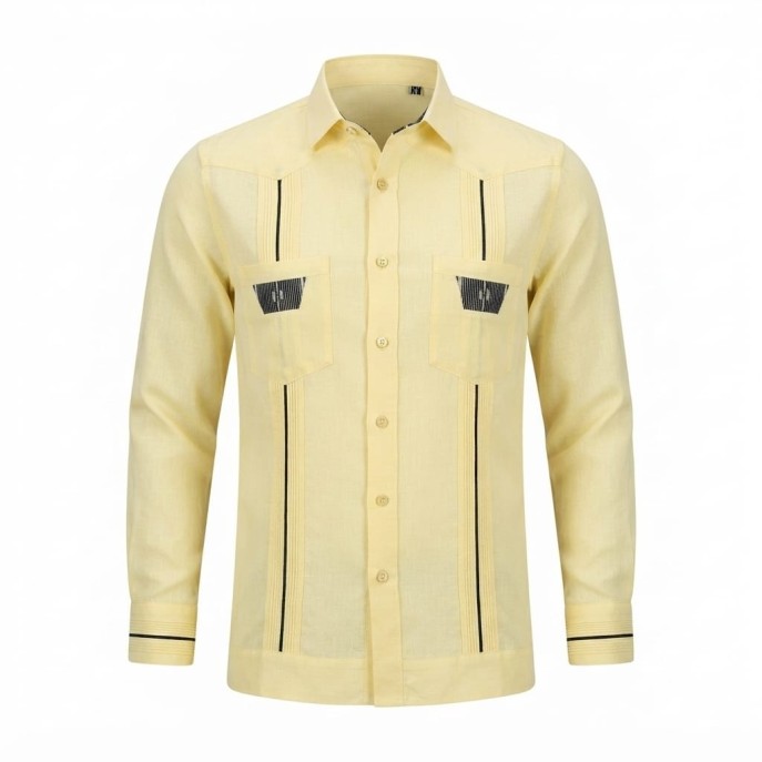 Chemise à manches longues en lin à motifs ethniques | Lumeni.ci