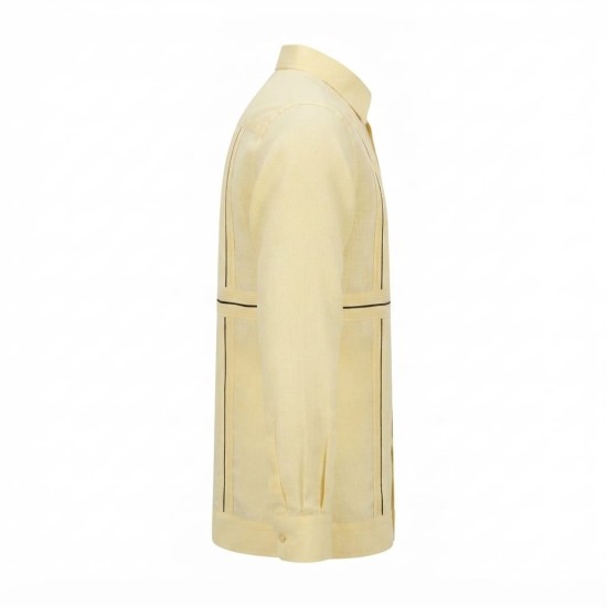 Chemise à manches longues en lin à motifs ethniques | Lumeni.ci